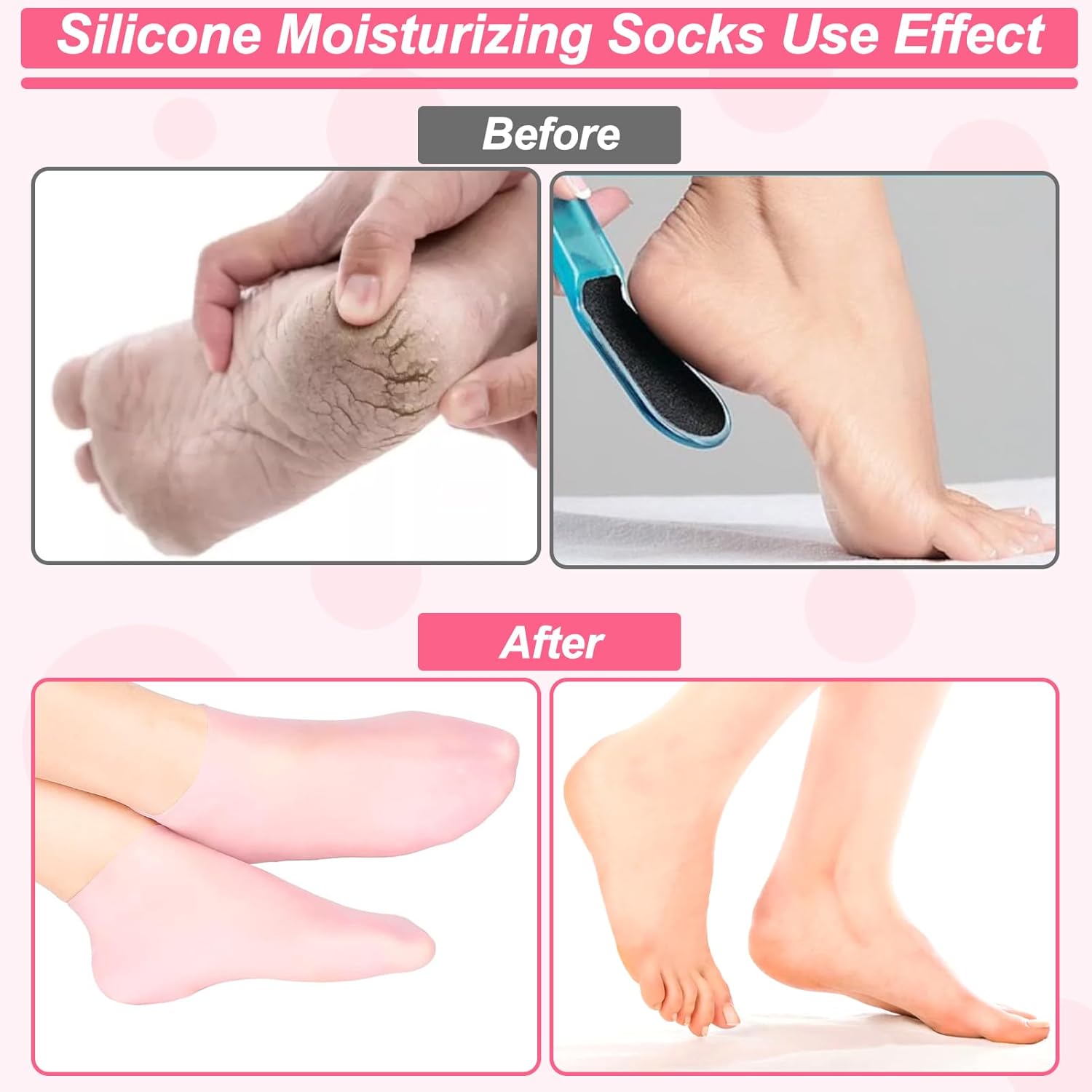 1 Pair Anti Crack Silicone Foot Protector Moisturizing Socks